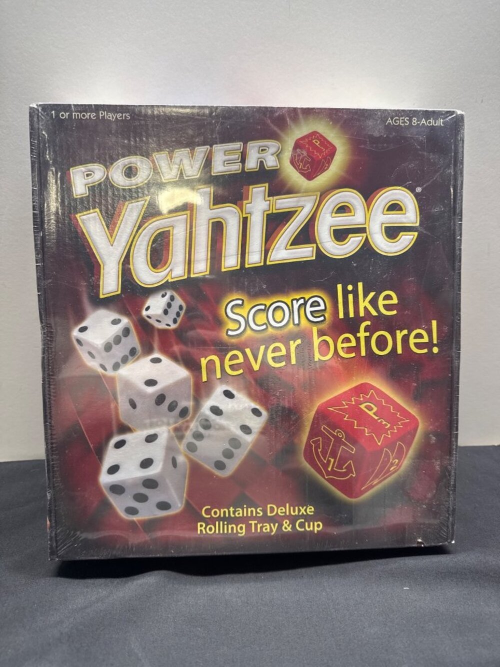 Power Yahtzee 2006 Board Game Sealed Ages 8+ Deluxe Rolling Tray & Cup Family Fu